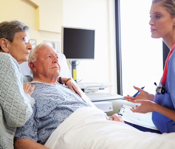 Nurse with patient and patients